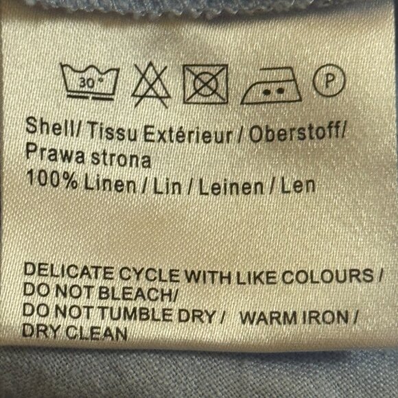 Malvin “I Love Linen” Blue Button down S top W/ Rolled Sleeves front pin tucks - Picture 6 of 7